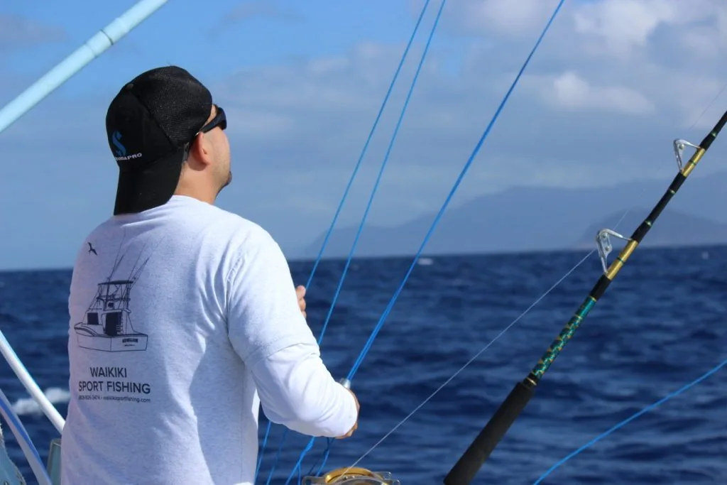 Fishing on the open waters off Oahu